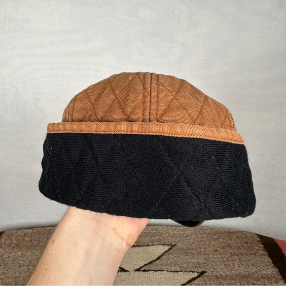 Carhartt Brown Quilted Cap vintage tan winter insulated ball baseball hat - Picture 12 of 12